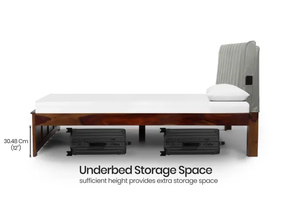 Regal Queen Bed with Grey Leatherite